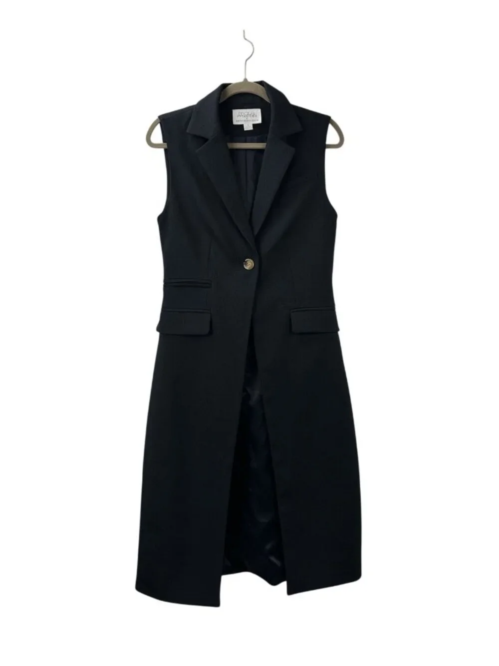 MARE MARE X ANTHROPOLOGIE Women’s Small Navy/Marin Long-line Button Dressy Vest - Picture 11 of 16